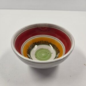 Desimone Italy Hand Painted Pottery Bowl Small Decorative Red Orange Green 4"